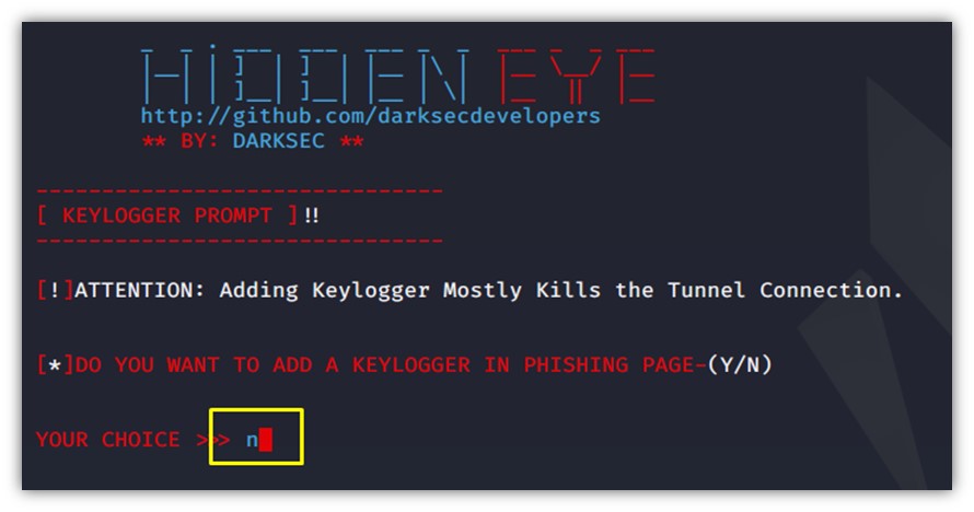 HiddenEye keylogger özelliği